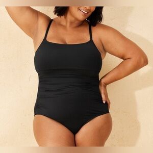 Women's Shirred Scoop Neck Full Coverage One Piece Swimsuit - Shade & Shore 14